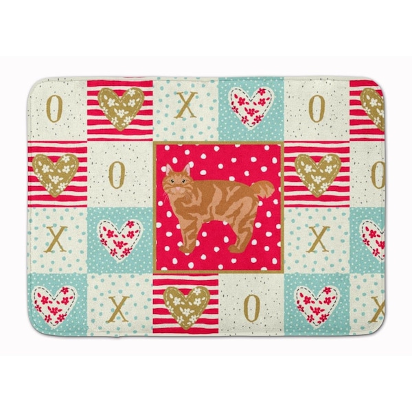 Carolines Treasures 19 x 27 in. Kurilian Bobtail Cat Love Machine Washable Memory Foam Mat CK5634RUG - main